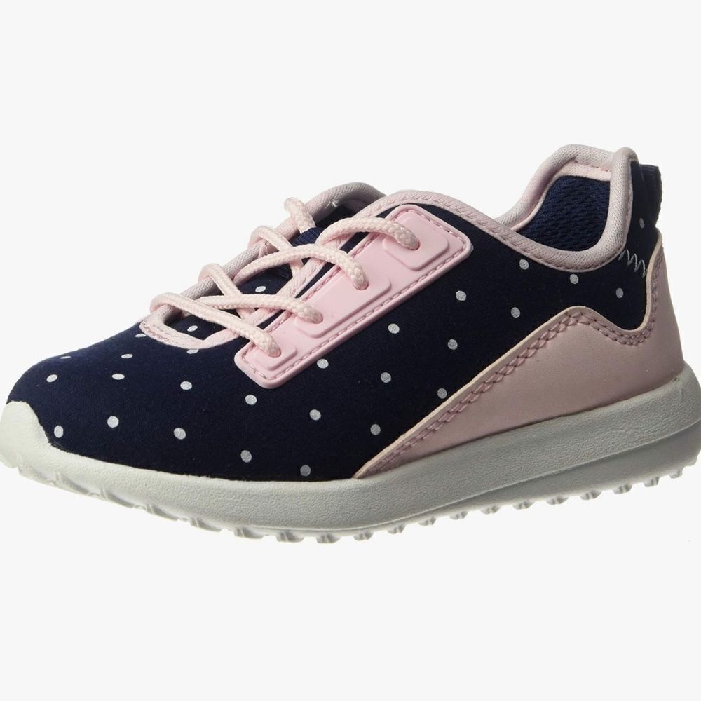 Carter's Girl's Paow Navy Pink Polkadot Athletic Lace Up Sneaker Sneaker Size 7